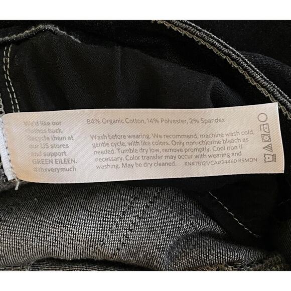 Eileen Fisher Organic Soft Stretch Denim Pant Black Gray Size 12 Straight Leg - Picture 9 of 9